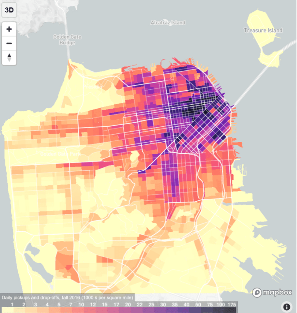 Uber/Lyft Service Area in San Francisco